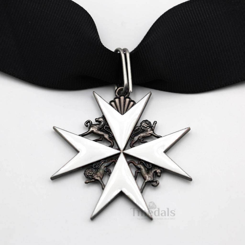 UK Knights Commander's Cross - Order of St. John Medal neck Ribbon Silver detail view 6