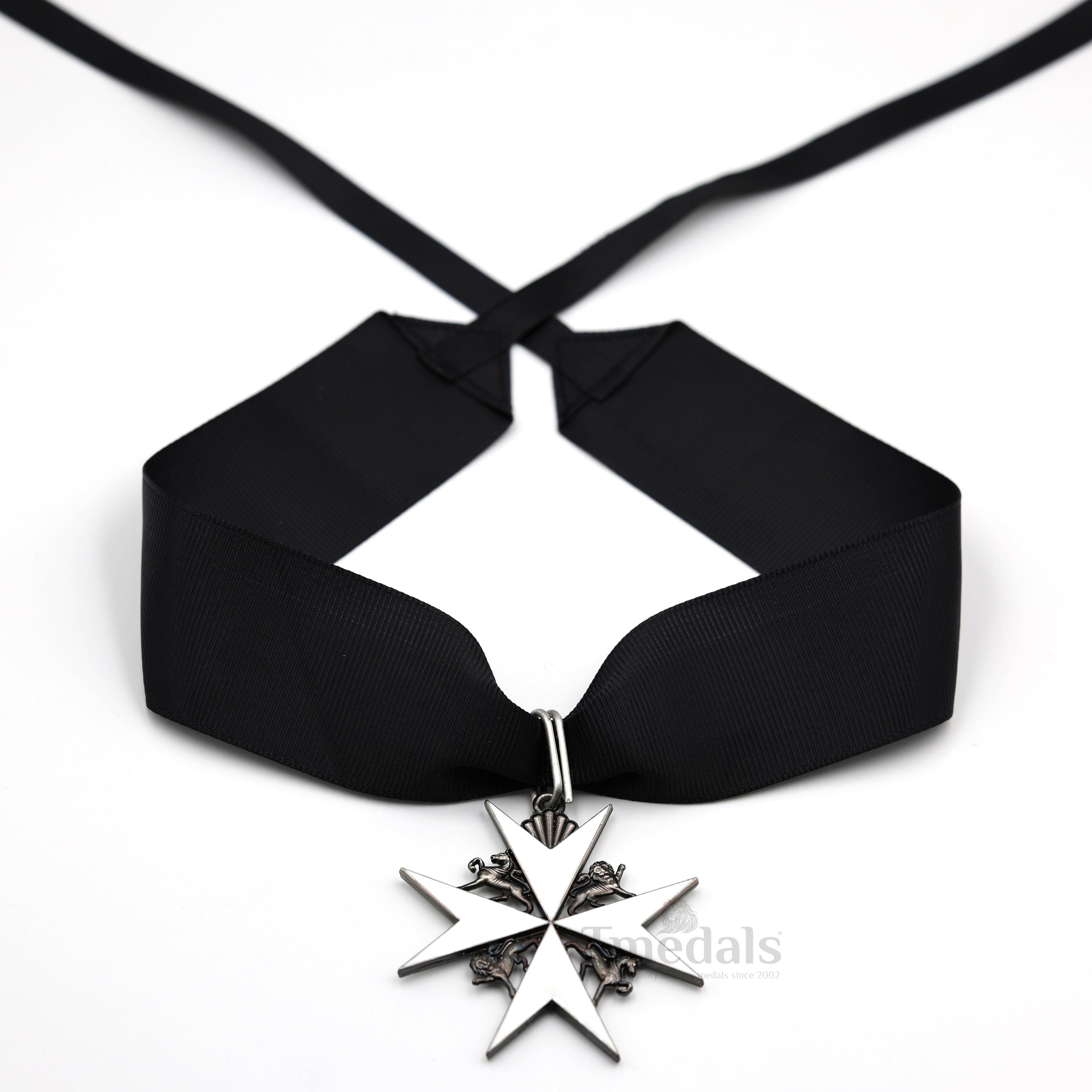 UK Knights Commander's Cross - Order of St. John Medal neck Ribbon Silver detail view 7