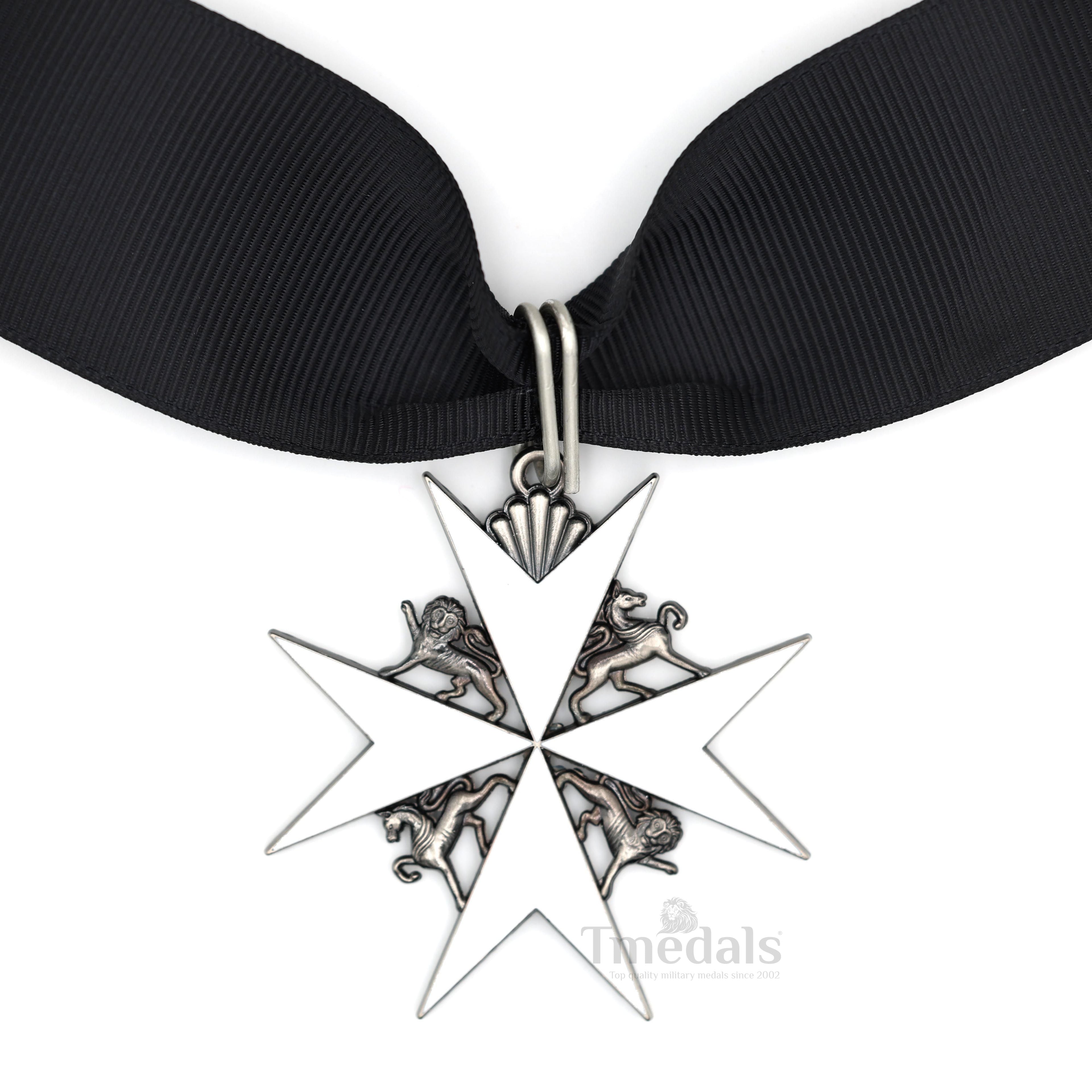 UK Knights Commander's Cross - Order of St. John Medal neck Ribbon Silver detail view 9
