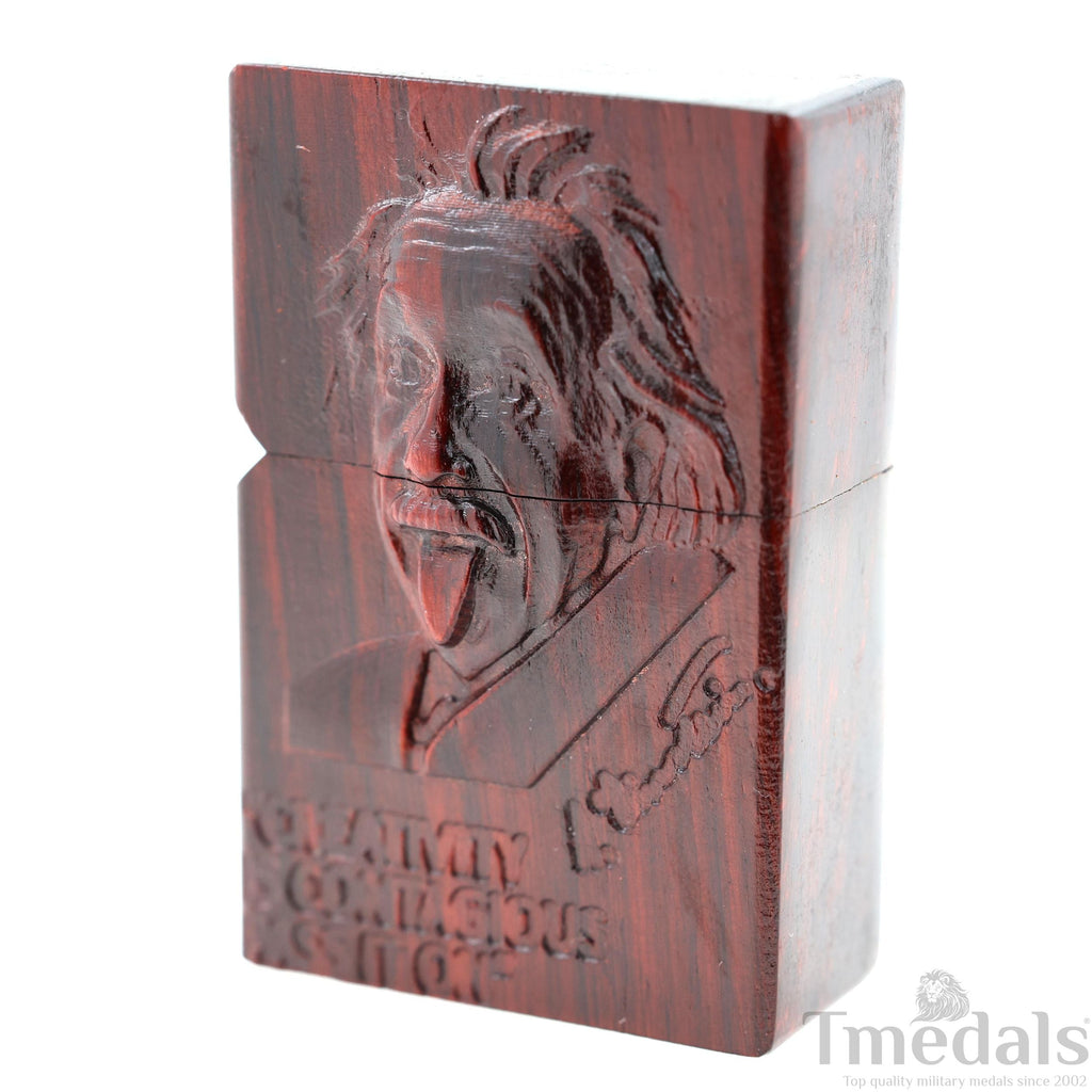 Einstein-Inspired Carved Wooden Lighter Case – Fits Standard Insert – No Insert detail view 7