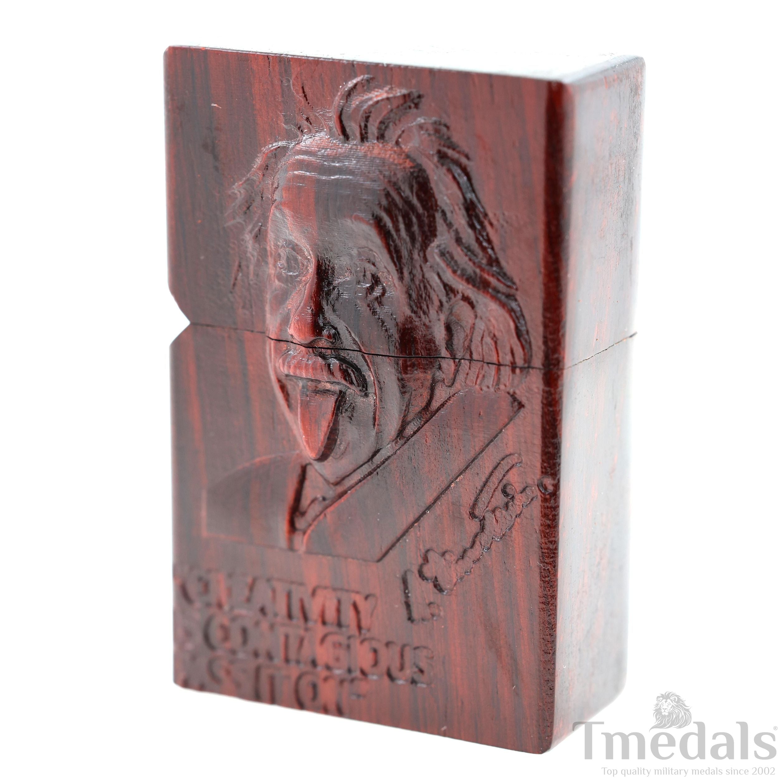 Einstein-Inspired Carved Wooden Lighter Case – Fits Standard Insert – No Insert detail view 7