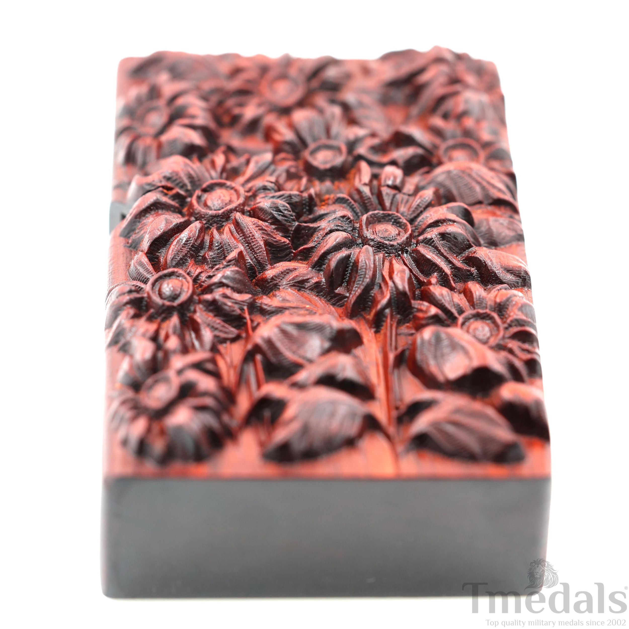 Hand-Carved Sunflower Wooden Lighter Case – Fits Standard Insert – No Insert detail view 8