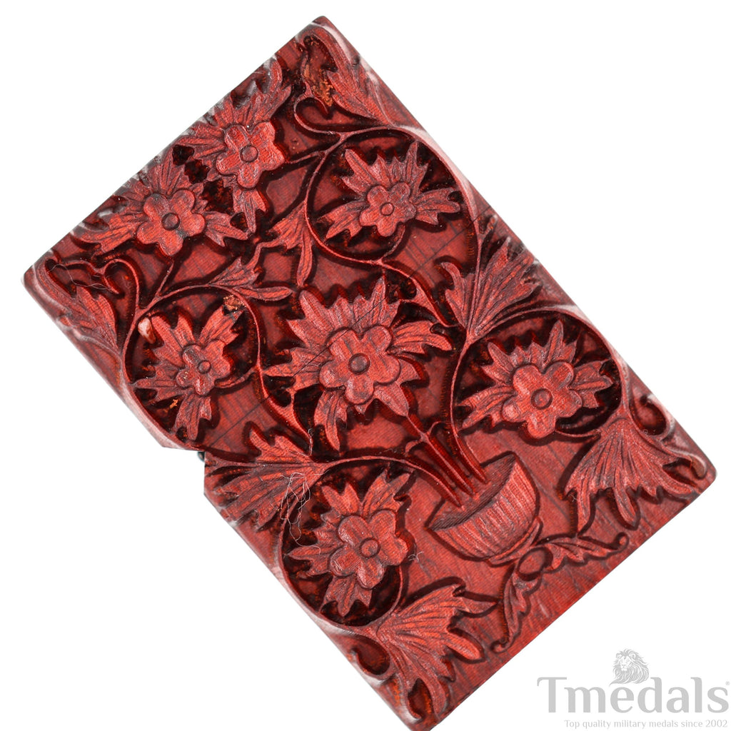 Hand-Carved Floral Wooden Lighter Case – Fits Standard Insert – No Insert detail view 9