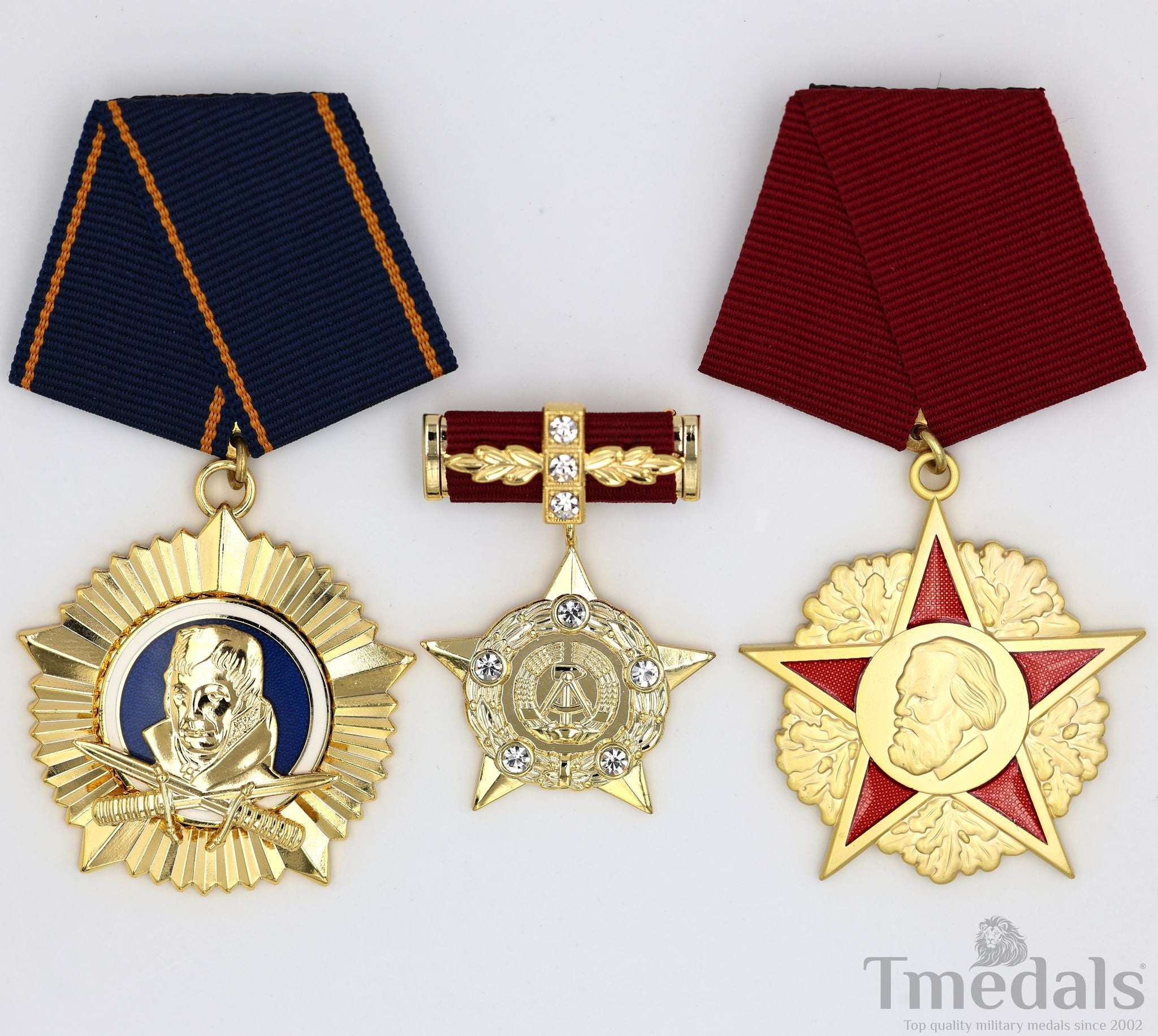 DDR Medal Set – Hero of GDR, Karl Marx, Scharnhorst – Germany Full-Size replica