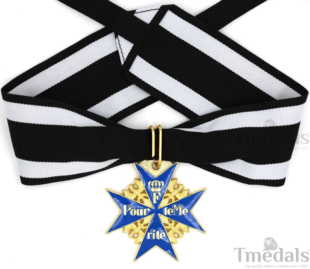 Pour le Mérite Blue Max Neck Badge with Ribbon – Prussian Medal WWI replica