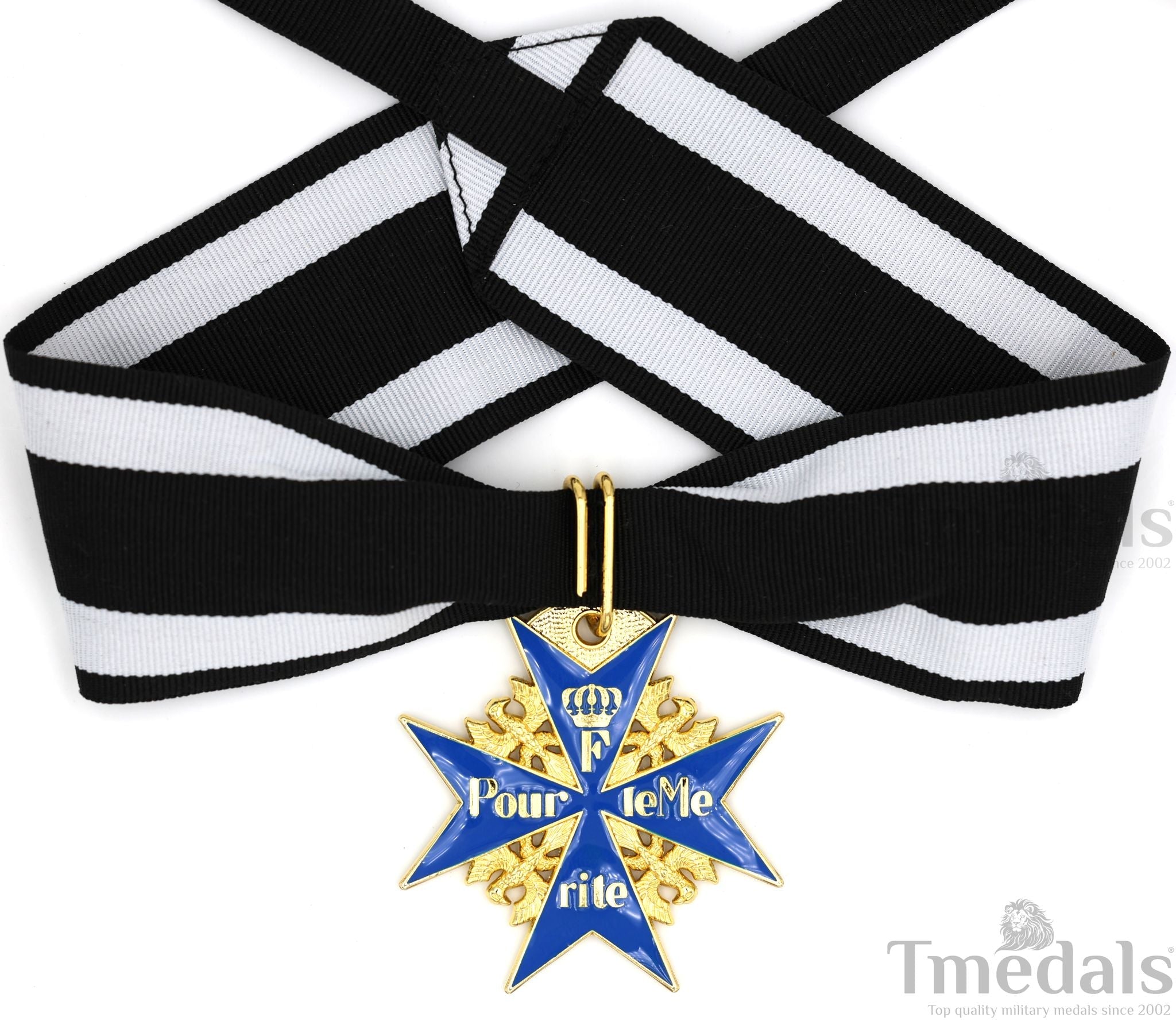 Pour le Mérite Blue Max Neck Badge with Ribbon – Prussian Medal WWI replica
