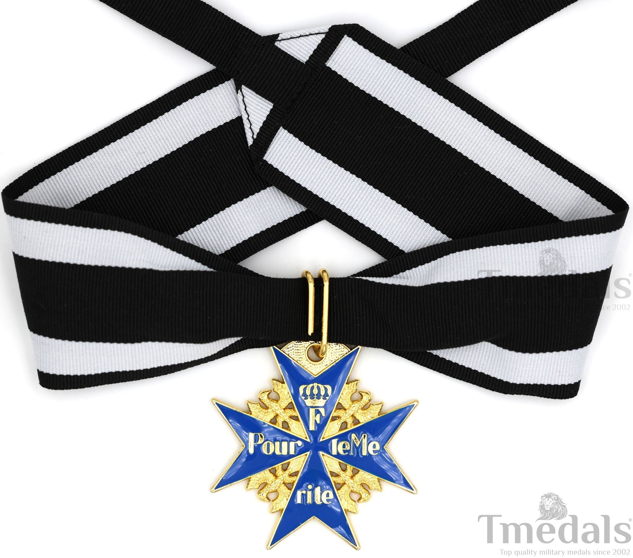 Pour le Mérite Blue Max Neck Badge with Ribbon – Prussian Medal WWI detail view 3