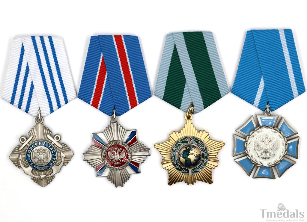 Russia 4 Orders Medal Set Friendship Honor Cultural Maritime Badge Lot replica