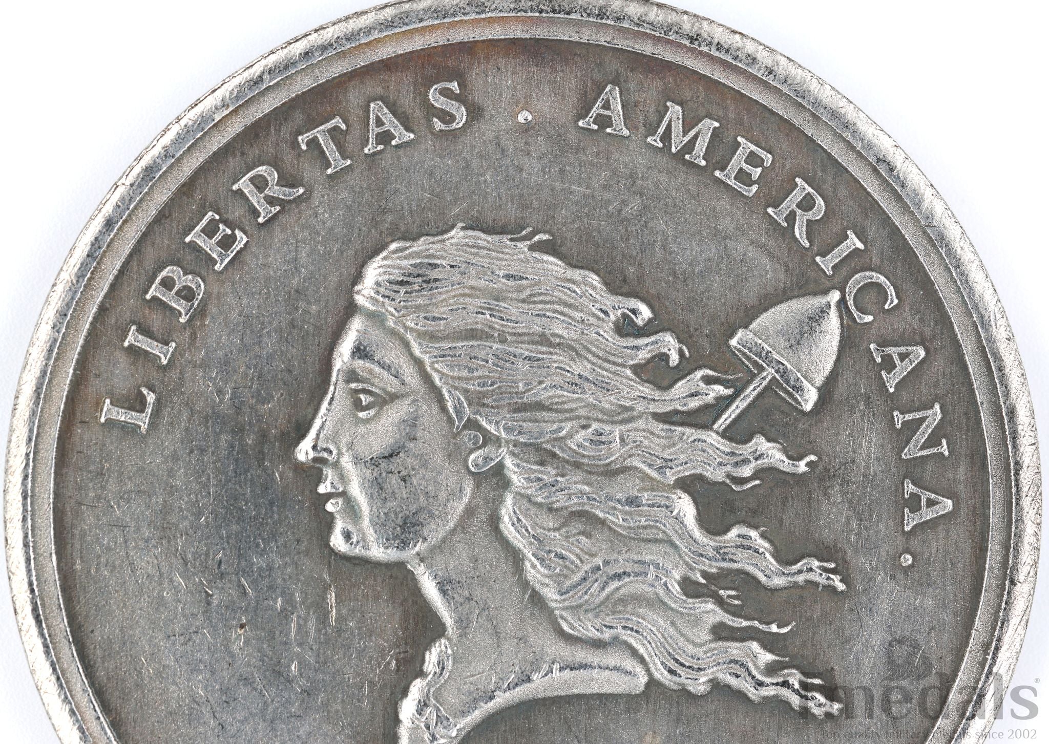 Libertas Americana Medal 1776 – 1781 Nickel Silver Revolutionary Era detail view 3