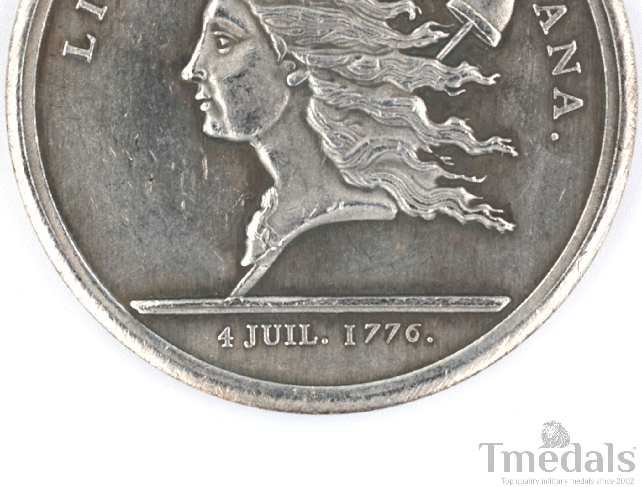 Libertas Americana Medal 1776 – 1781 Nickel Silver Revolutionary Era detail view 4