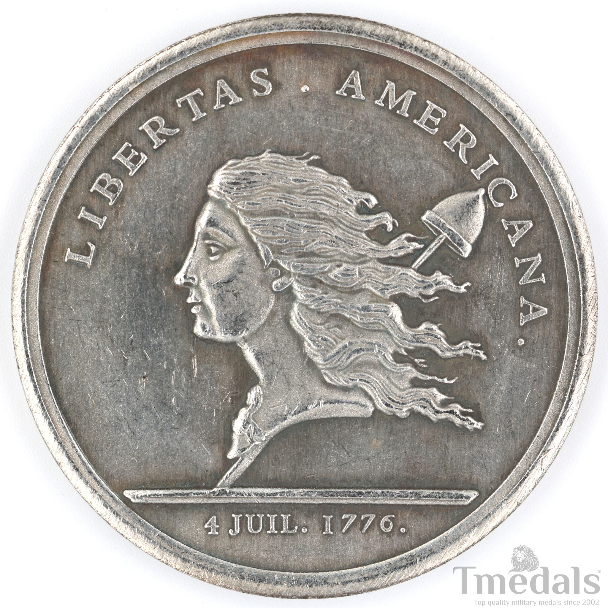Libertas Americana Medal 1776 – 1781 Nickel Silver Revolutionary Era detail view 5