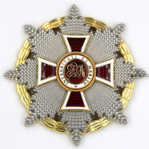 Austrian Imperial Order of Leopold Breast Star with war decoration reproduction