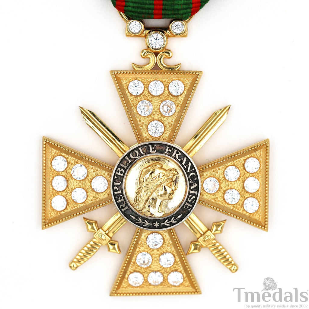 France Croix de Guerre 1914 – 1918 with Diamonds – Marshal Foch – 925 Silver detail view 6