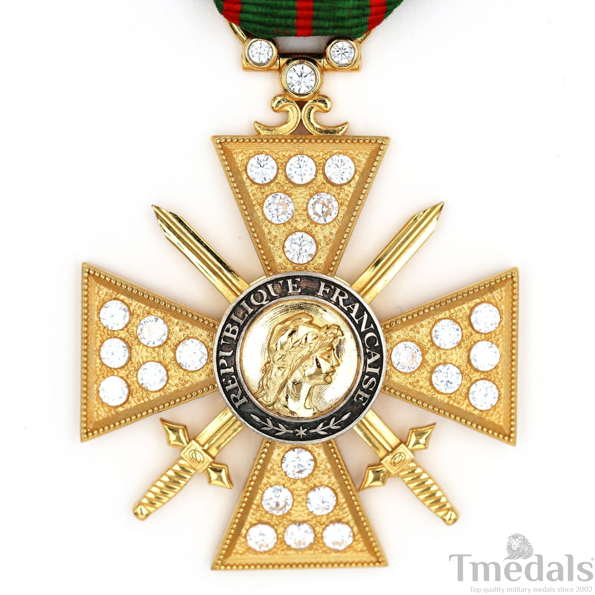 France Croix de Guerre 1914 – 1918 with Diamonds – Marshal Foch – 925 Silver detail view 6