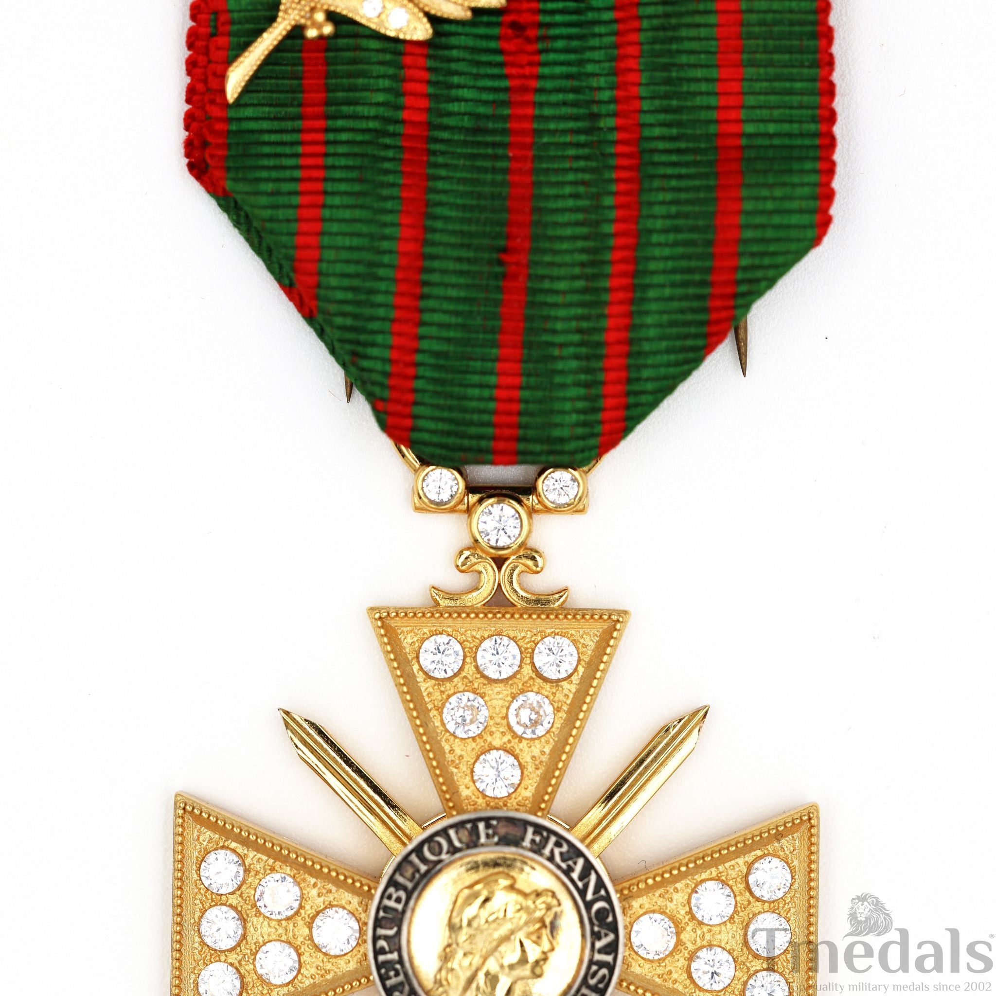 France Croix de Guerre 1914 – 1918 with Diamonds – Marshal Foch – 925 Silver detail view 7