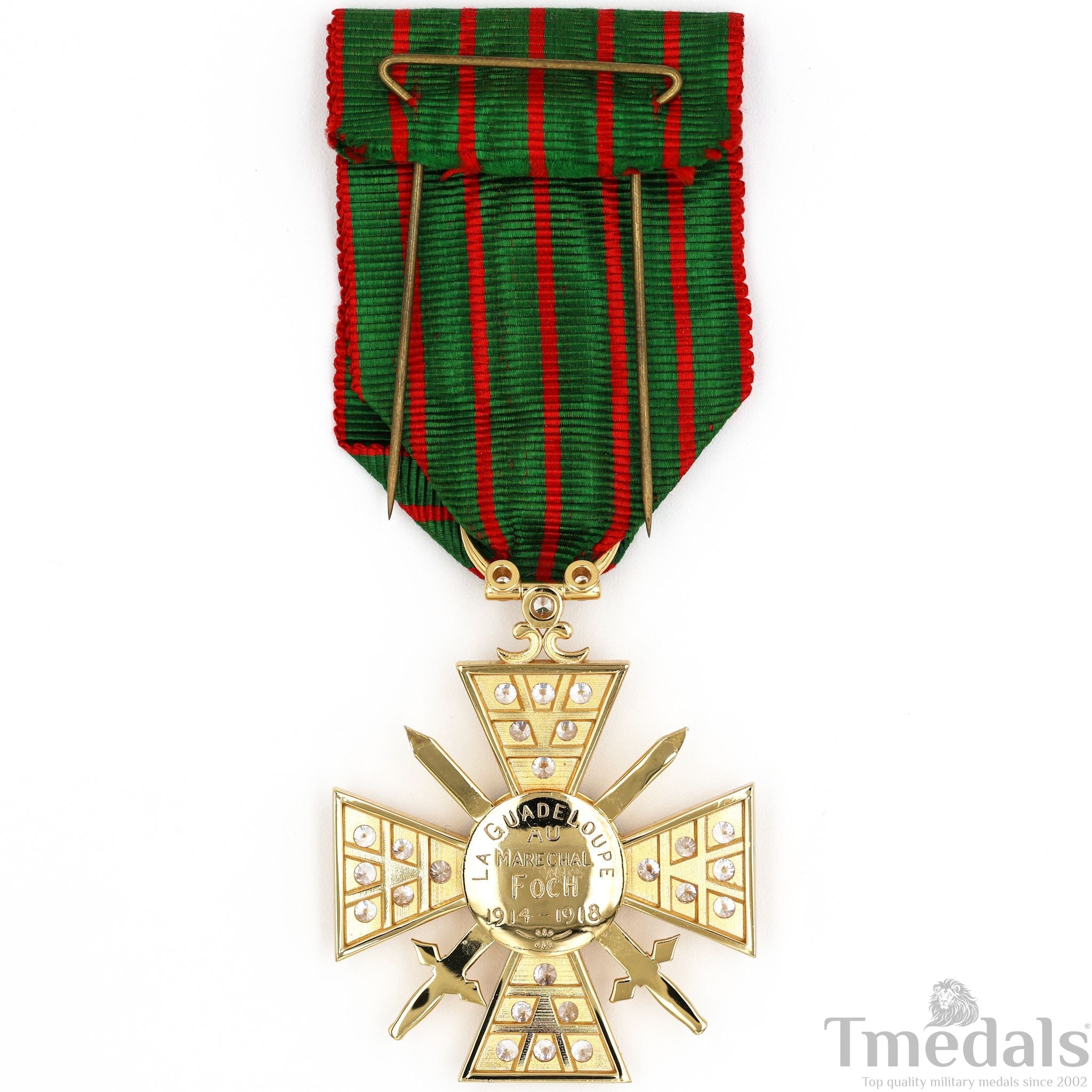 France Croix de Guerre 1914 – 1918 with Diamonds – Marshal Foch – 925 Silver detail view 2