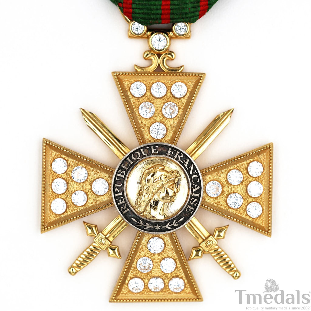 France Croix de Guerre 1914 – 1918 with Diamonds – Marshal Foch – 925 Silver detail view 12