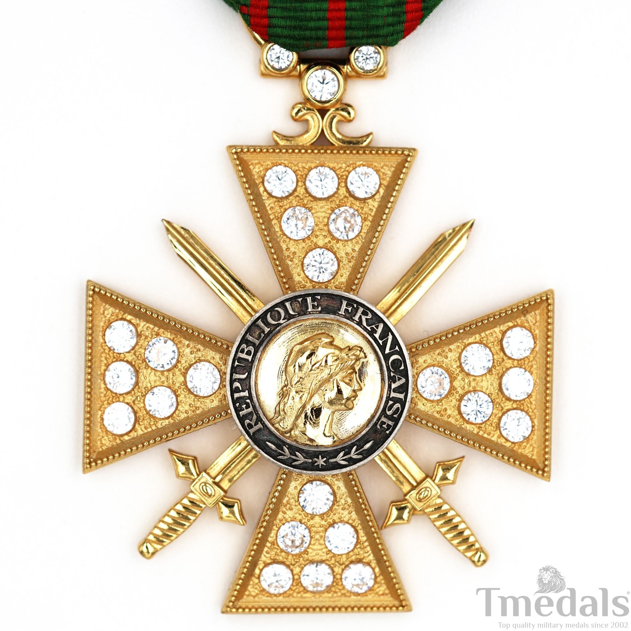 France Croix de Guerre 1914 – 1918 with Diamonds – Marshal Foch – 925 Silver detail view 12