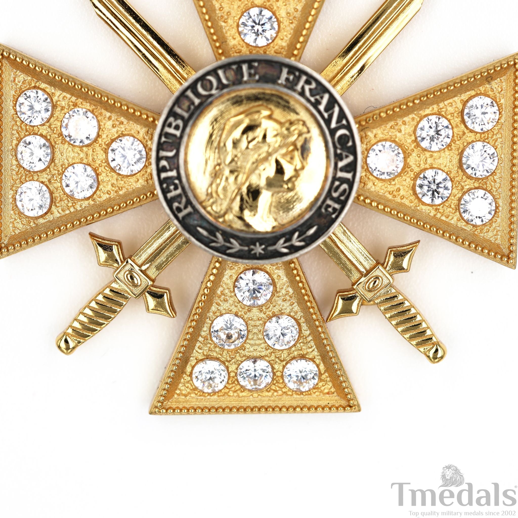 France Croix de Guerre 1914 – 1918 with Diamonds – Marshal Foch – 925 Silver detail view 14
