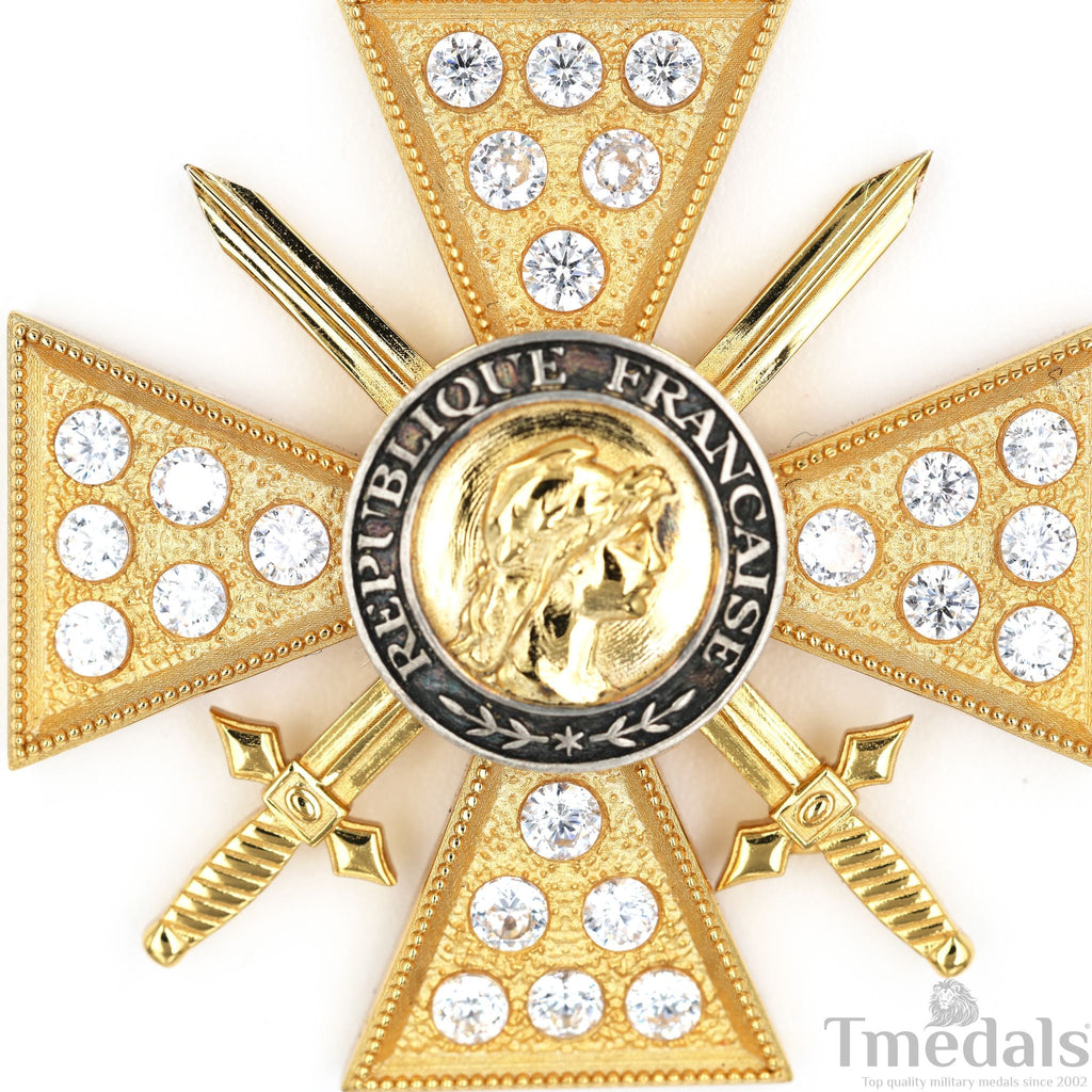 France Croix de Guerre 1914 – 1918 with Diamonds – Marshal Foch – 925 Silver detail view 15