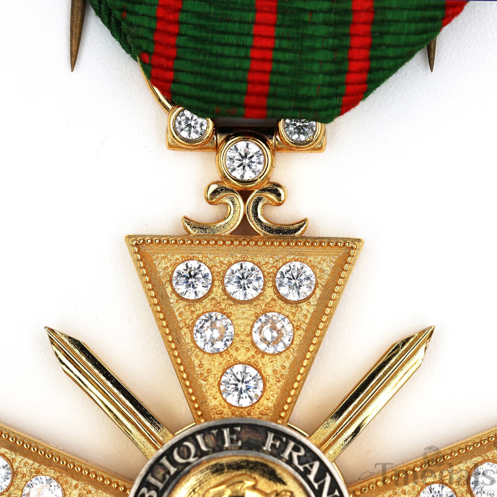 France Croix de Guerre 1914 – 1918 with Diamonds – Marshal Foch – 925 Silver detail view 16