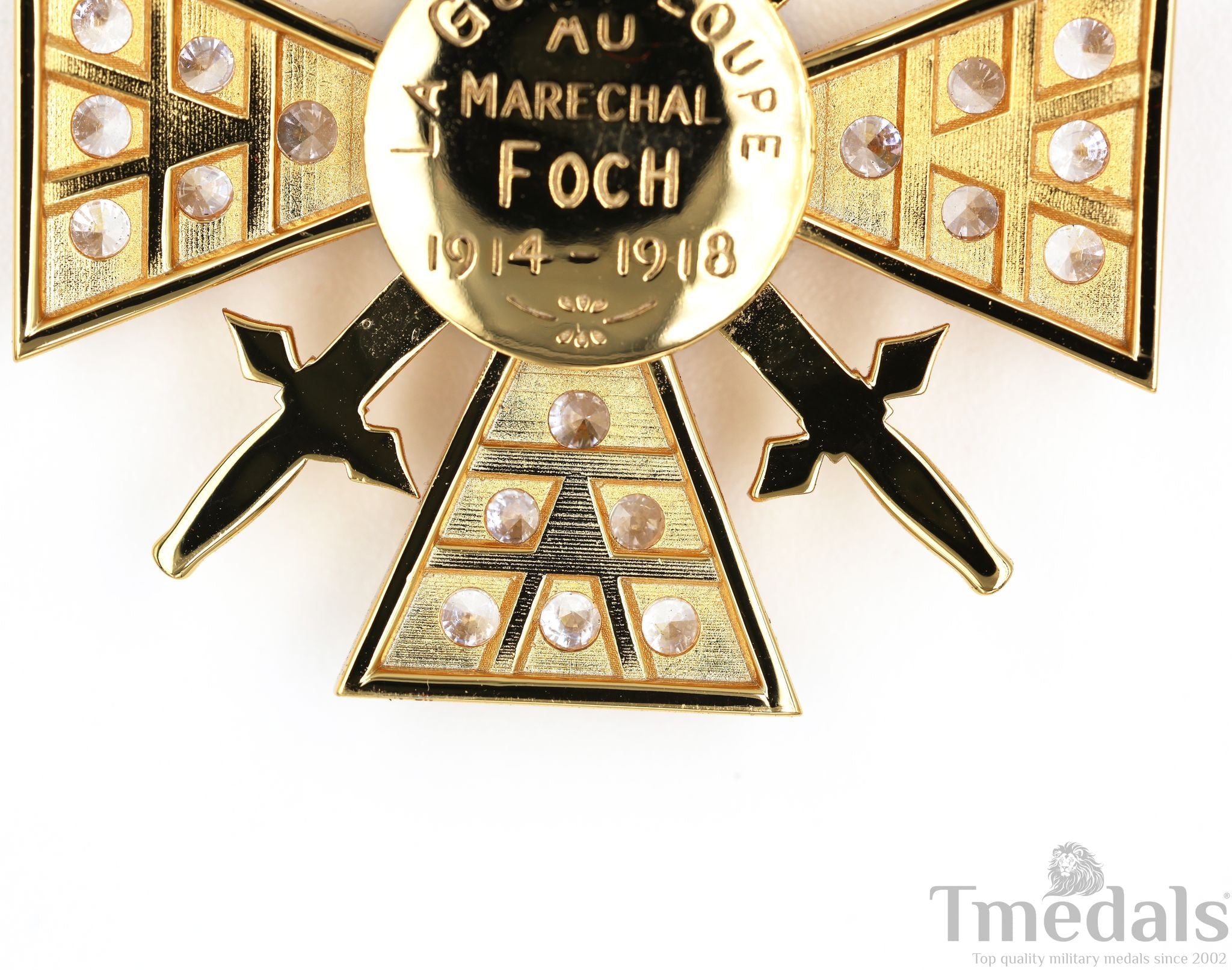 France Croix de Guerre 1914 – 1918 with Diamonds – Marshal Foch – 925 Silver detail view 19