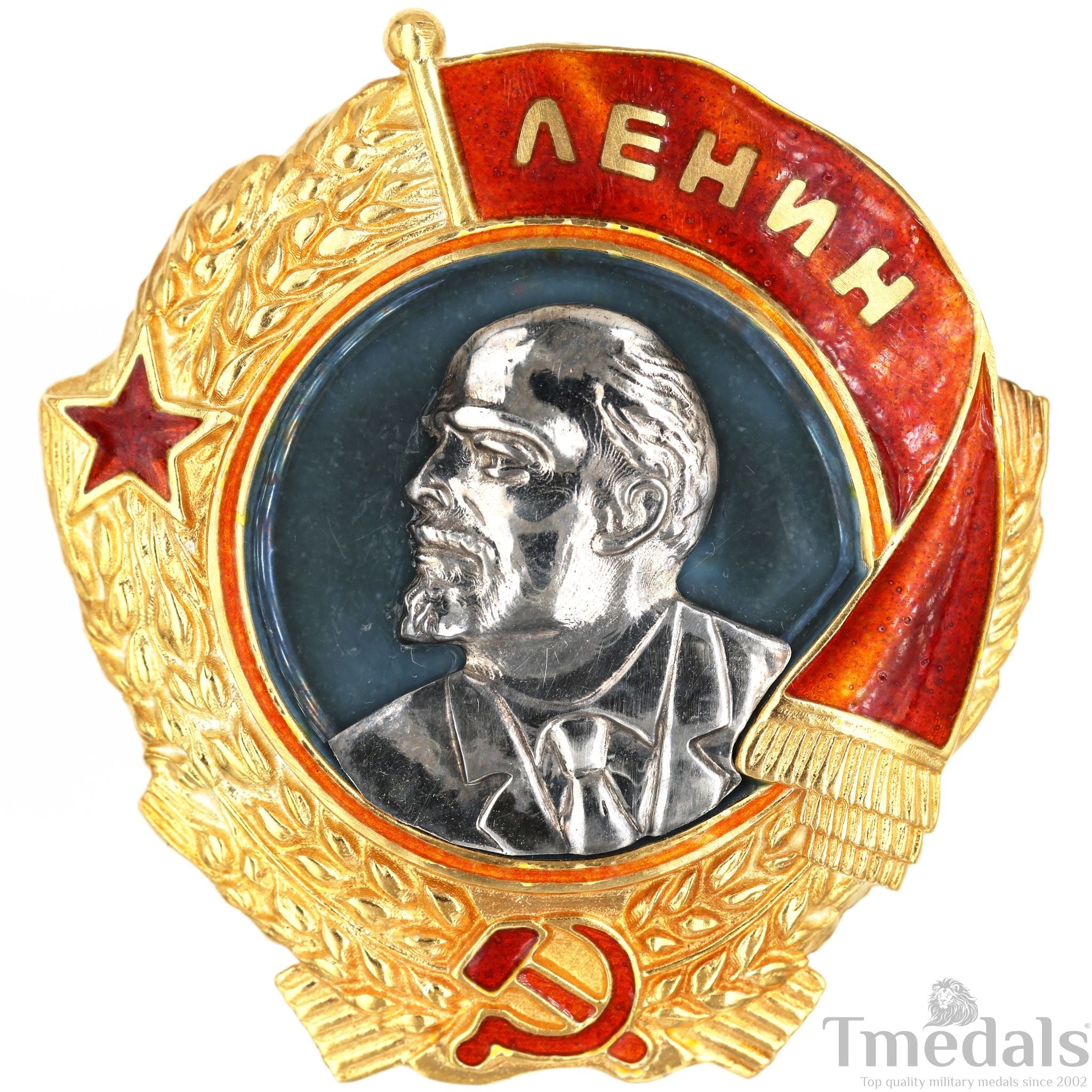 Order of Lenin Type 3 Medal – 925 Sterling Silver Gilt Gold Platinum Enamel detail view 4