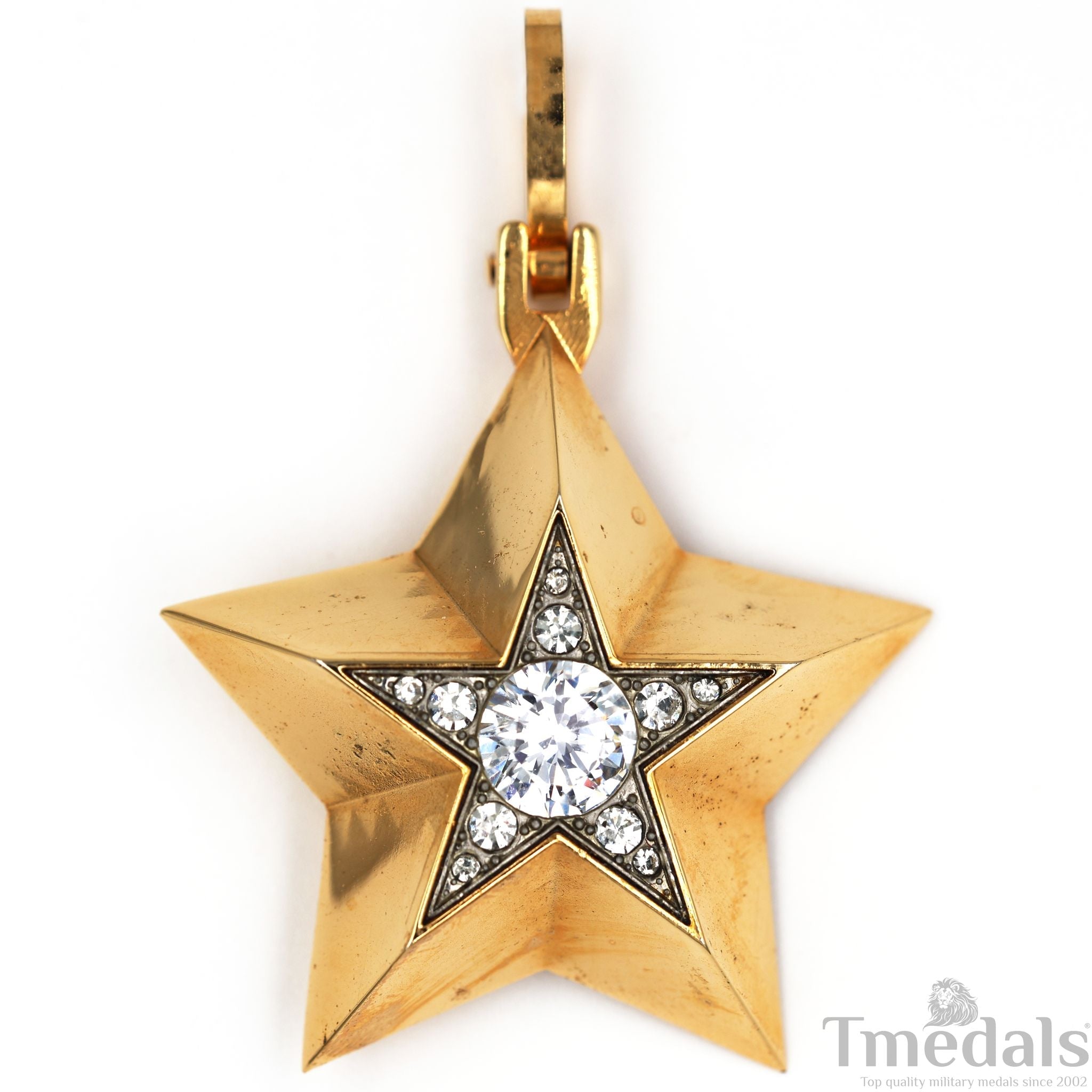 Soviet CCCP Small Marshal's Star – Gold-Plated with Cubic Zirconia reproduction