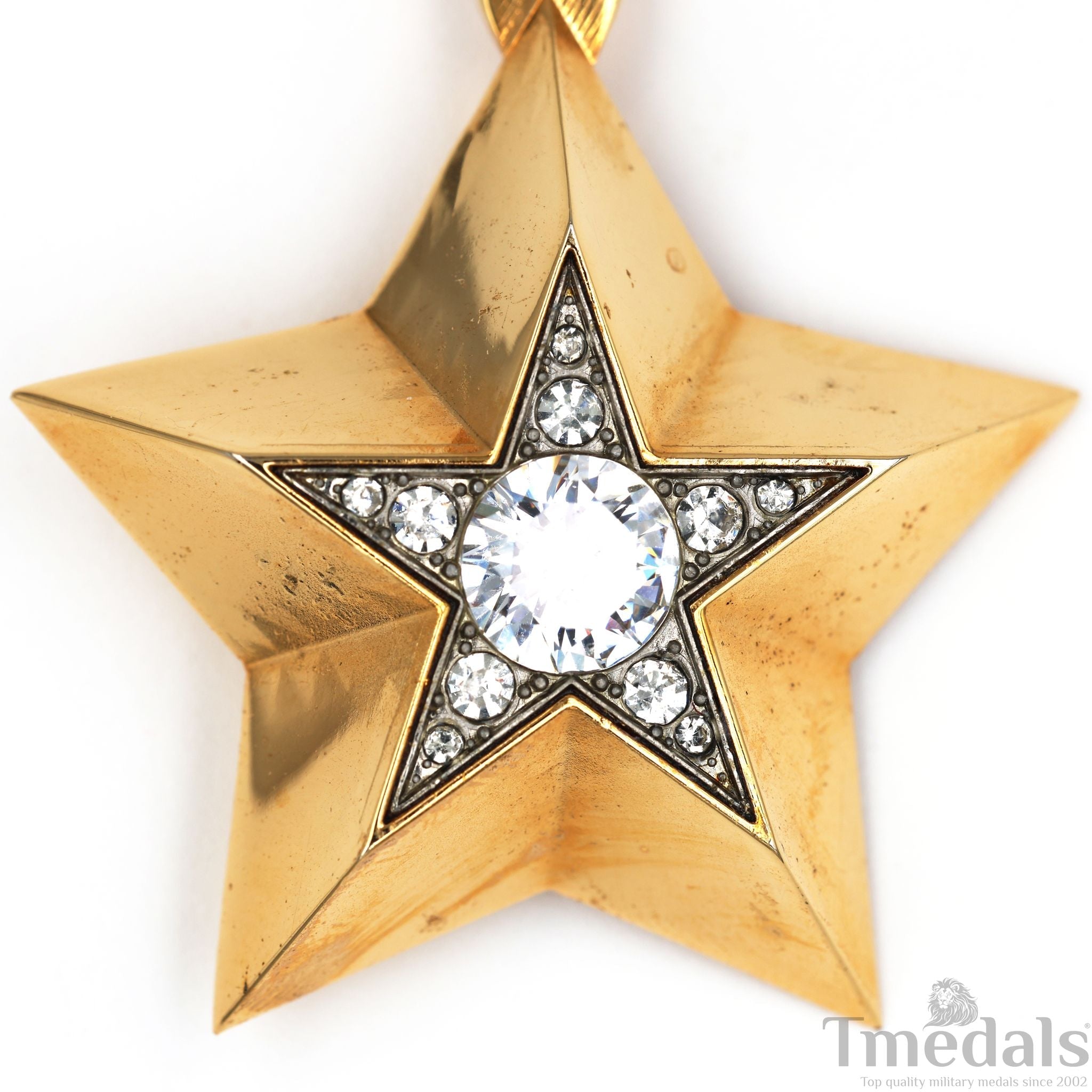 Soviet CCCP Small Marshal's Star – Gold-Plated with Cubic Zirconia detail view 3