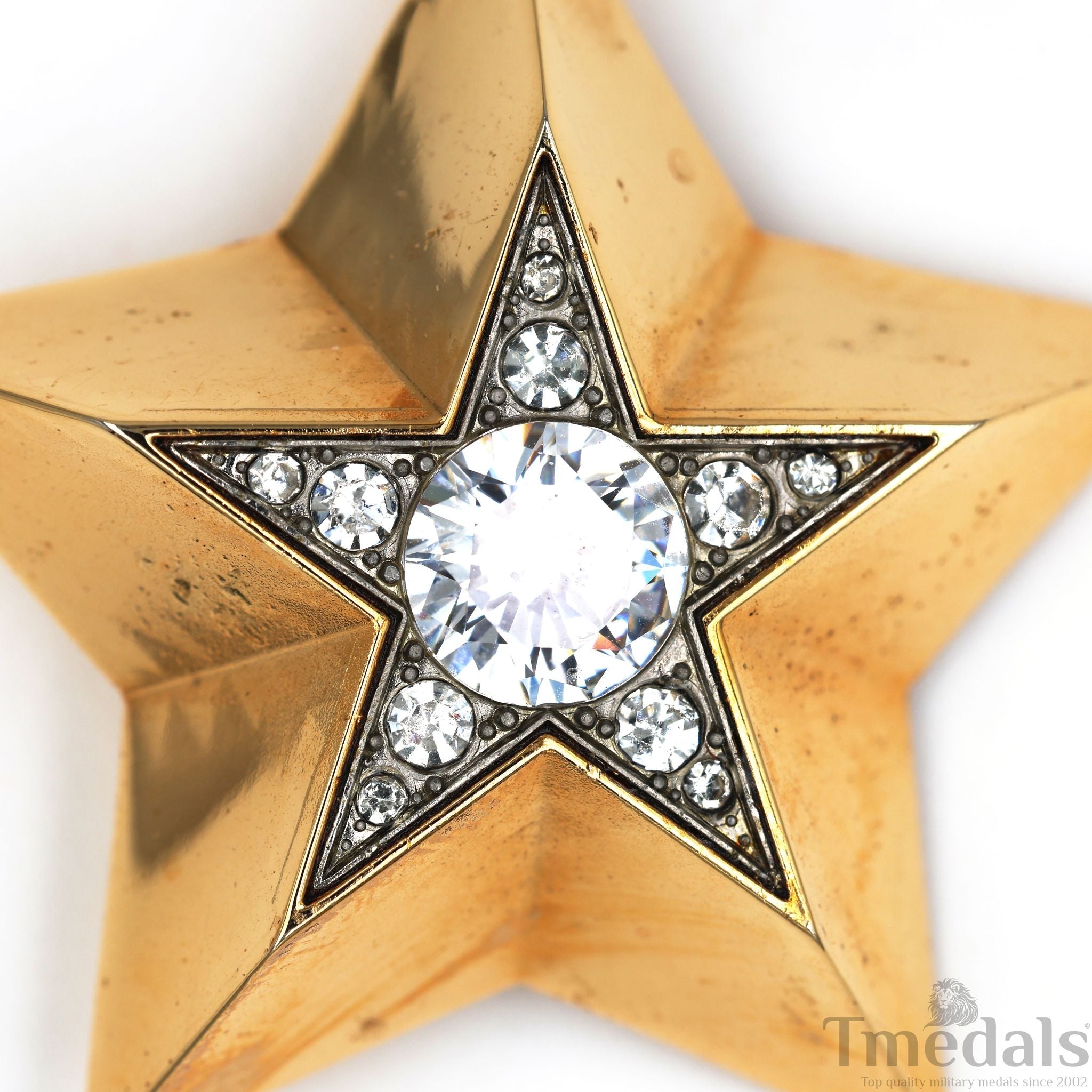 Soviet CCCP Small Marshal's Star – Gold-Plated with Cubic Zirconia detail view 5