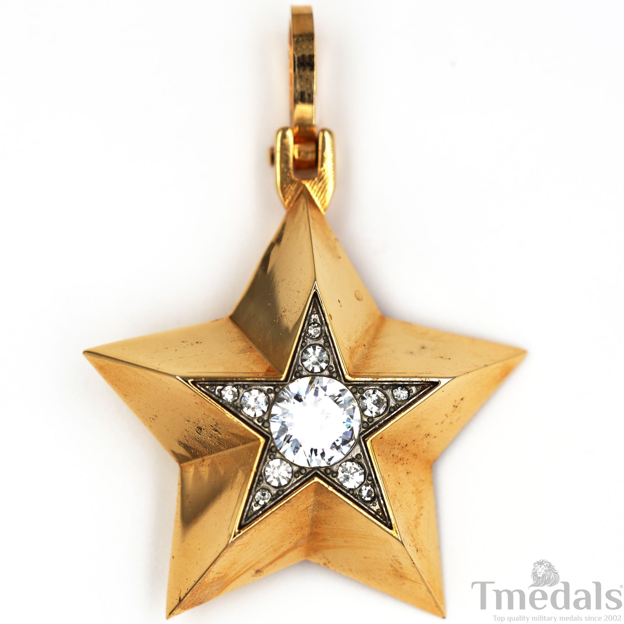 Soviet CCCP Small Marshal's Star – Gold-Plated with Cubic Zirconia detail view 6