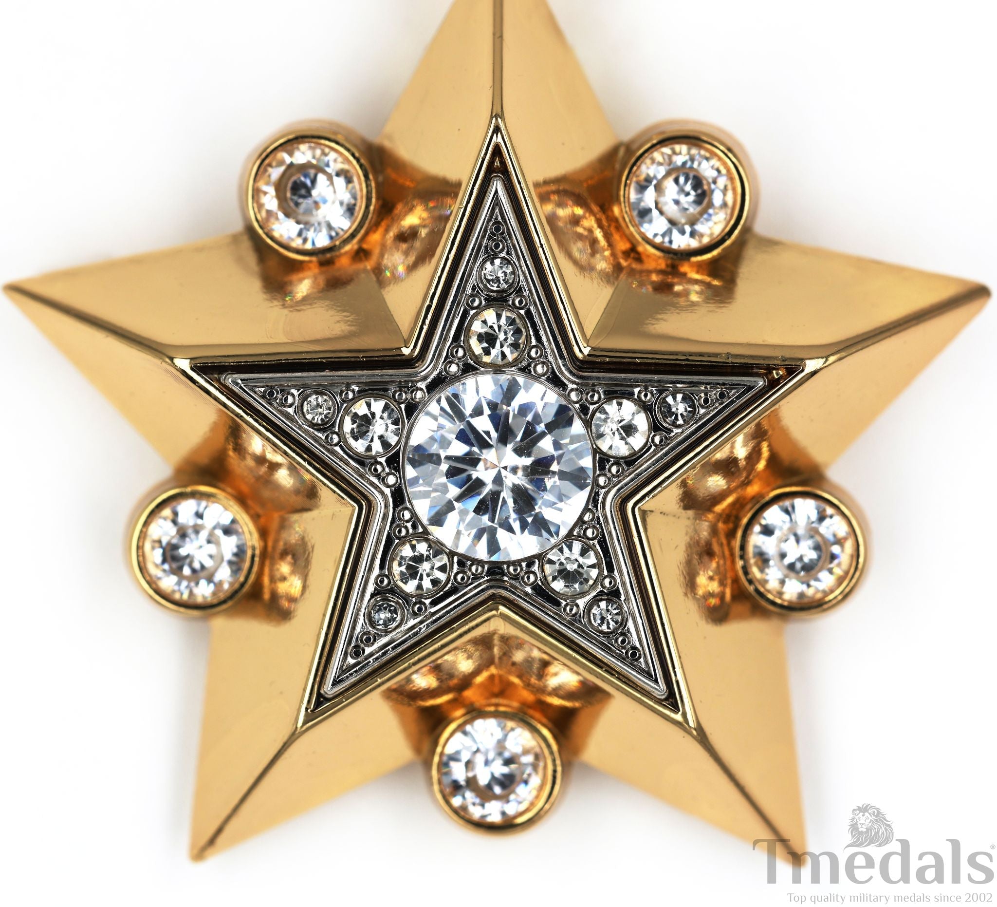 Soviet CCCP Large Marshal's Star – Gold-Plated with Cubic Zirconia detail view 8
