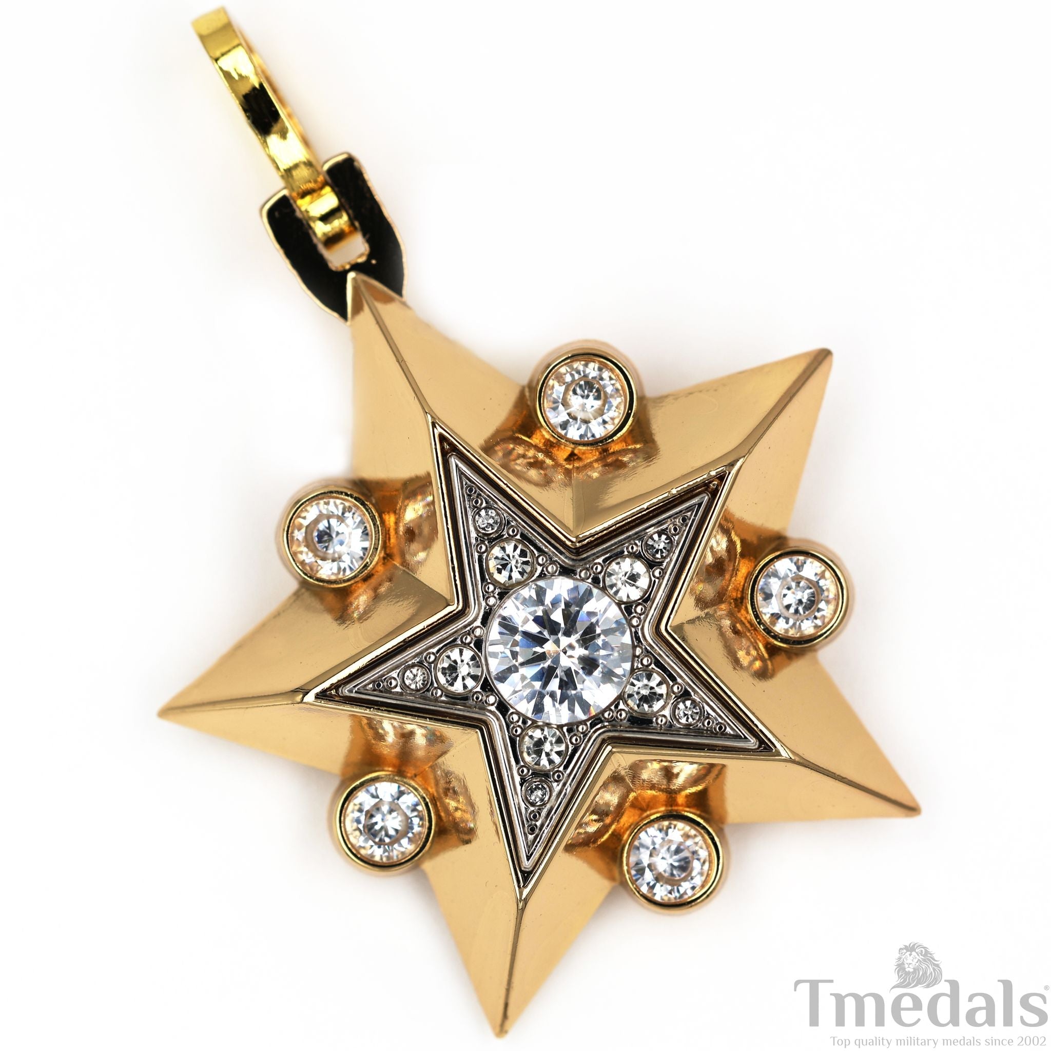 Soviet CCCP Large Marshal's Star – Gold-Plated with Cubic Zirconia detail view 10