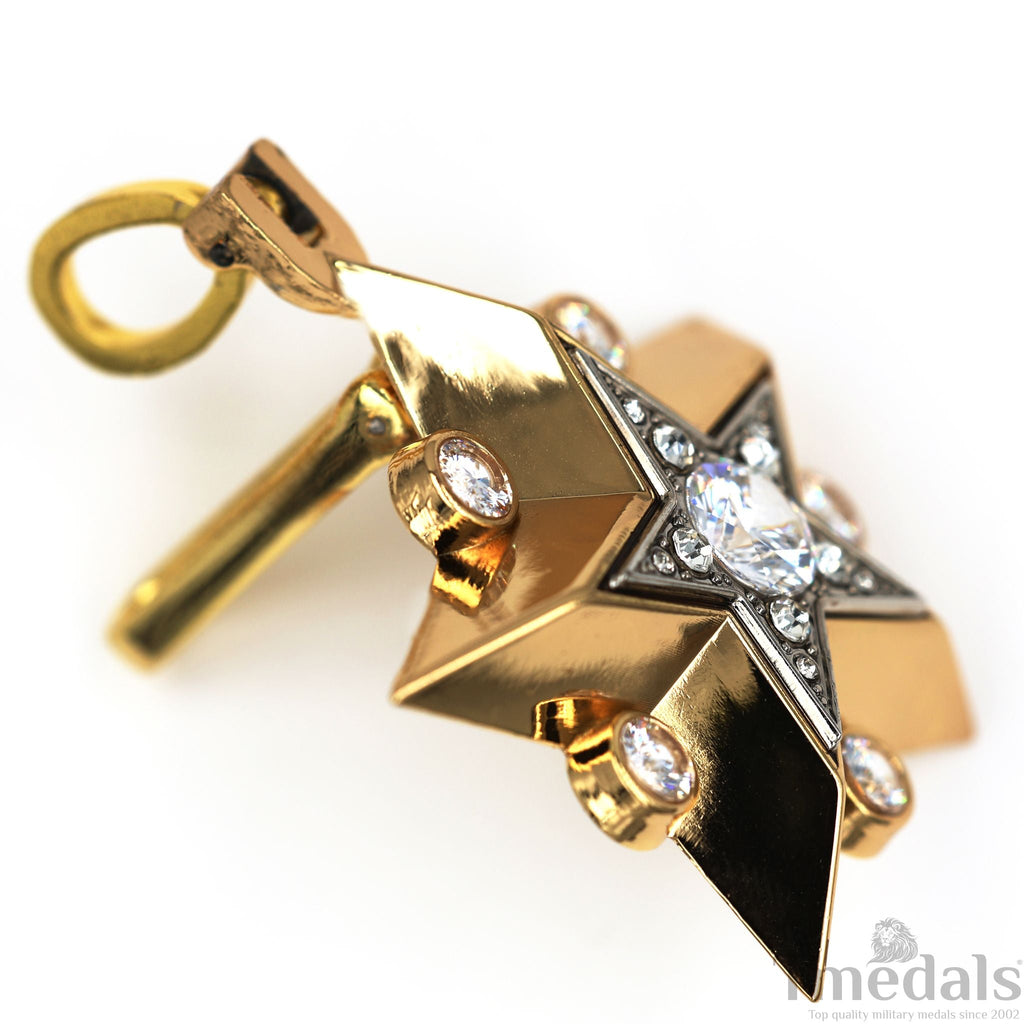 Soviet CCCP Large Marshal's Star – Gold-Plated with Cubic Zirconia detail view 12