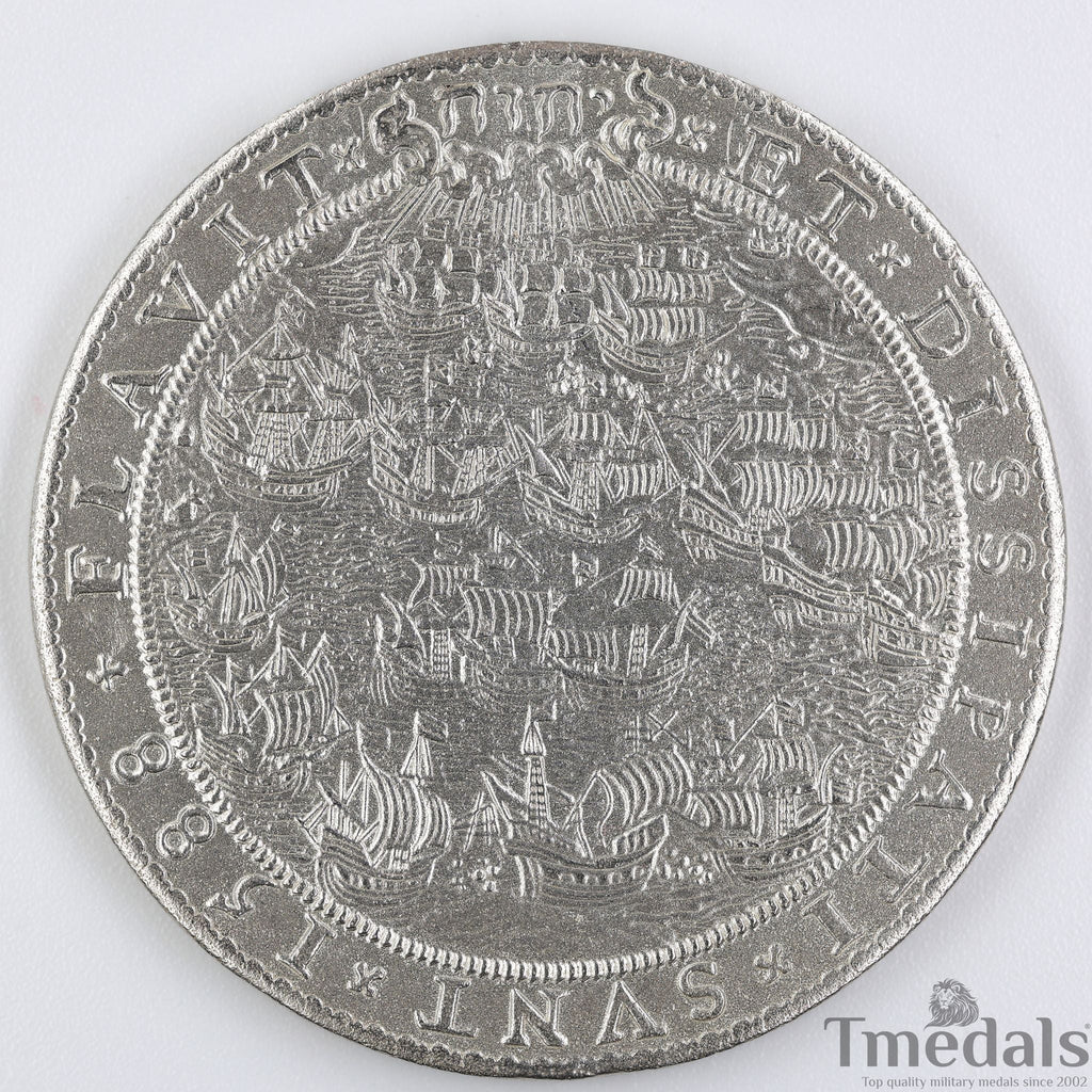 UK Elizabeth I Defeat of the Spanish Armada Medal 1588-Pure 925 Sterling Silver detail view 9