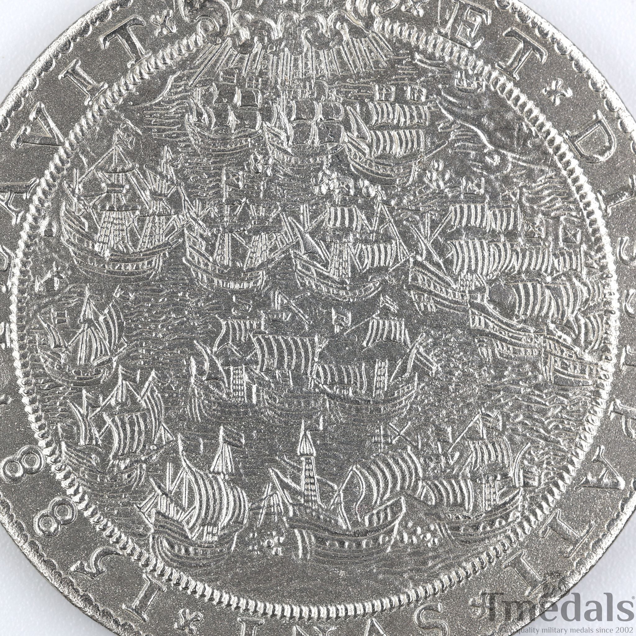 UK Elizabeth I Defeat of the Spanish Armada Medal 1588-Pure 925 Sterling Silver detail view 10