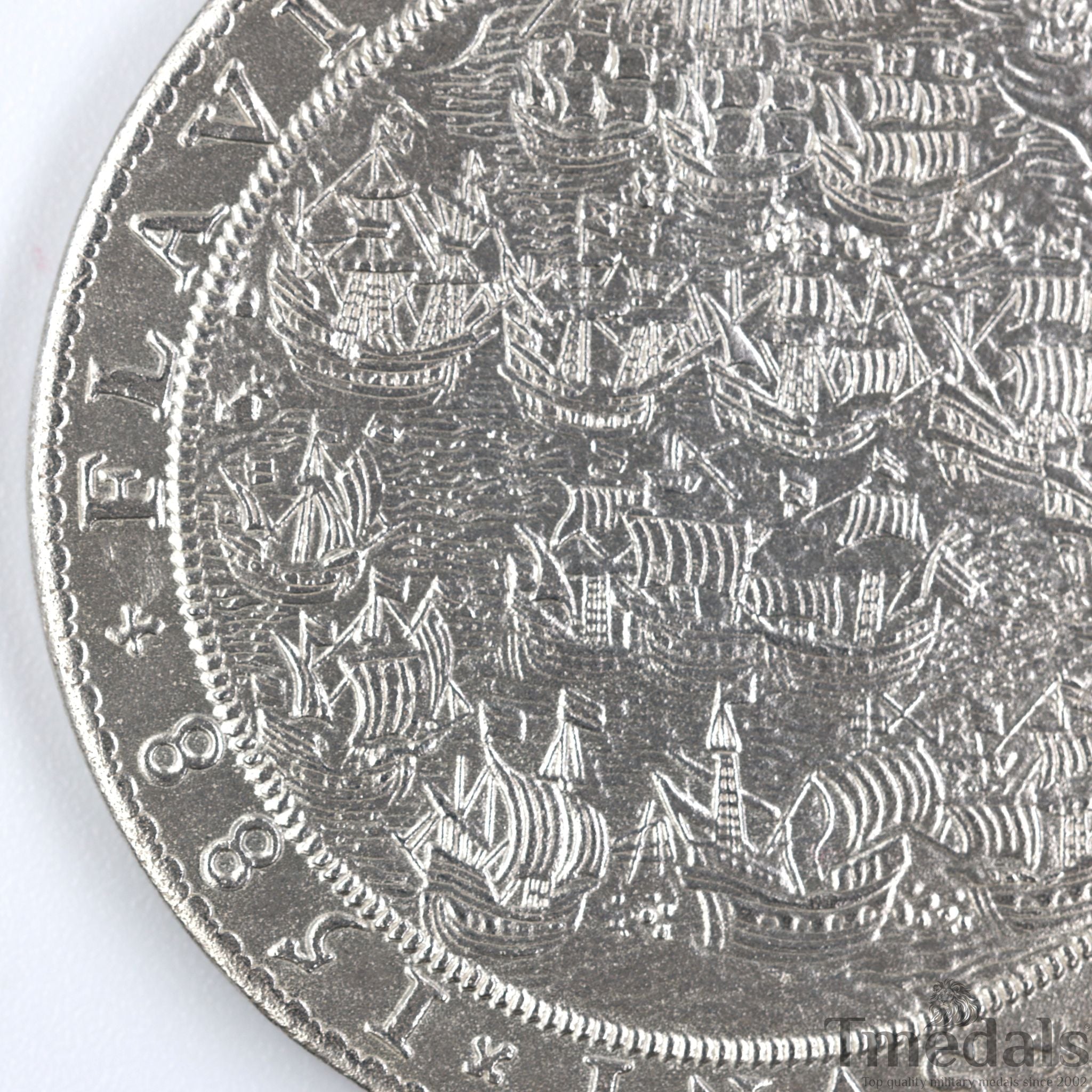 UK Elizabeth I Defeat of the Spanish Armada Medal 1588-Pure 925 Sterling Silver detail view 14