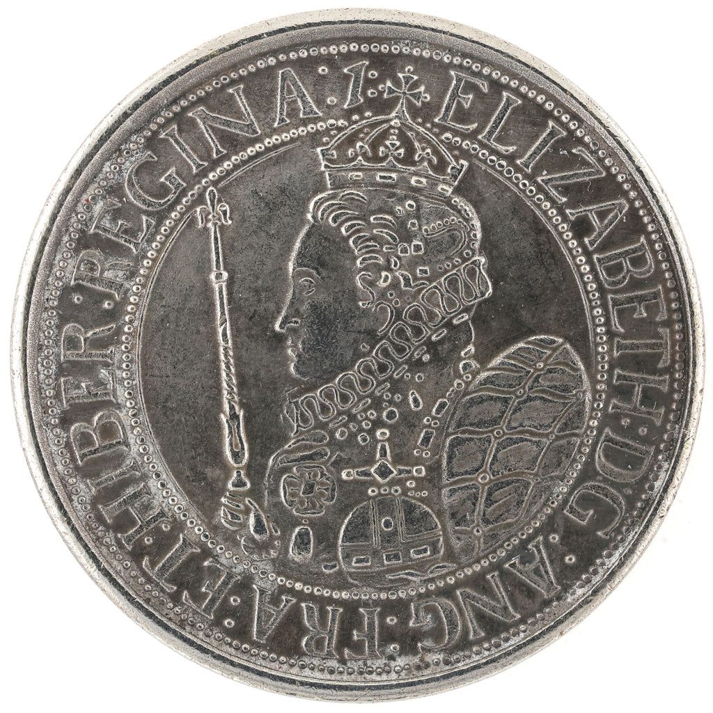 1601 Queen Elizabeth I Sixpence Medal Tudor England Brass Silver Plated replica
