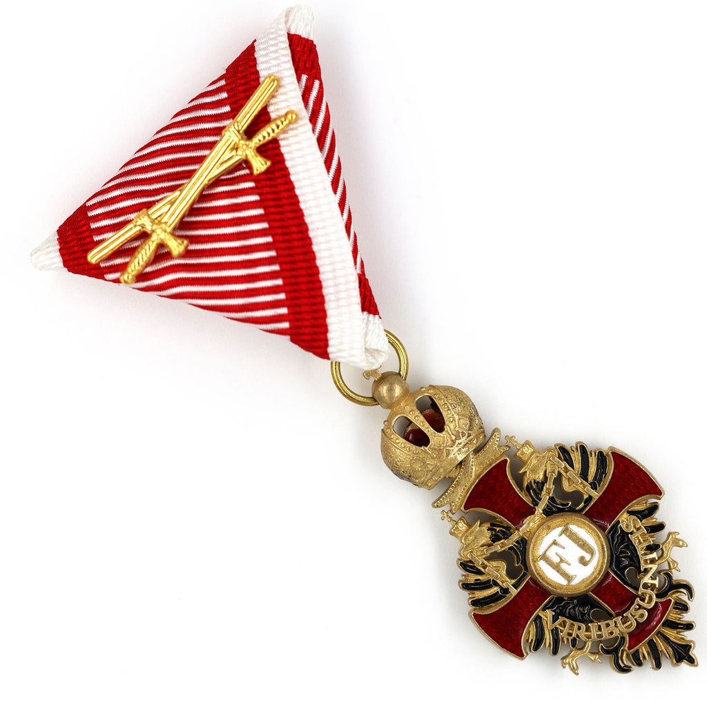 Austrian Franz Joseph Order Cross with Swords Medal – Brass detail view 8