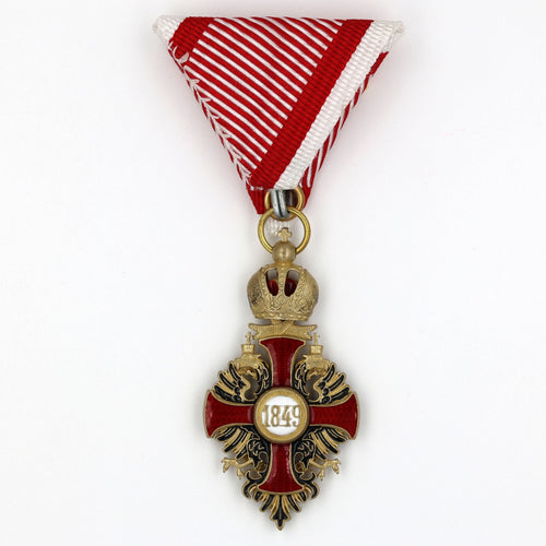 Austrian Franz Joseph Order Cross with Swords Medal – Brass detail view 2