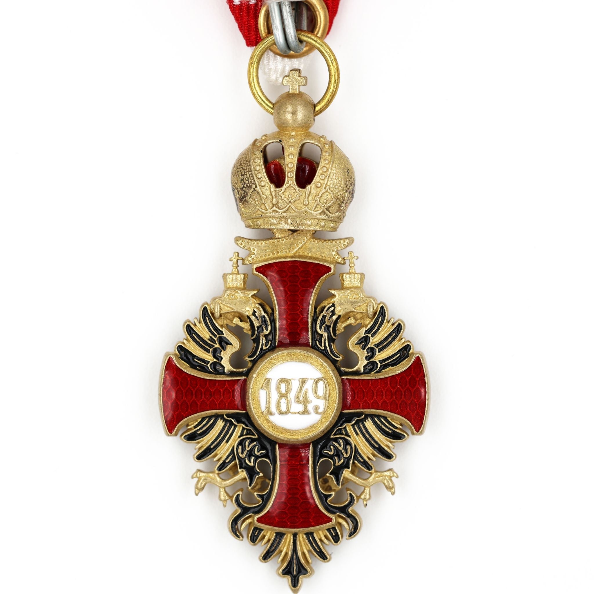 Austrian Franz Joseph Order Cross with Swords Medal – Brass detail view 9