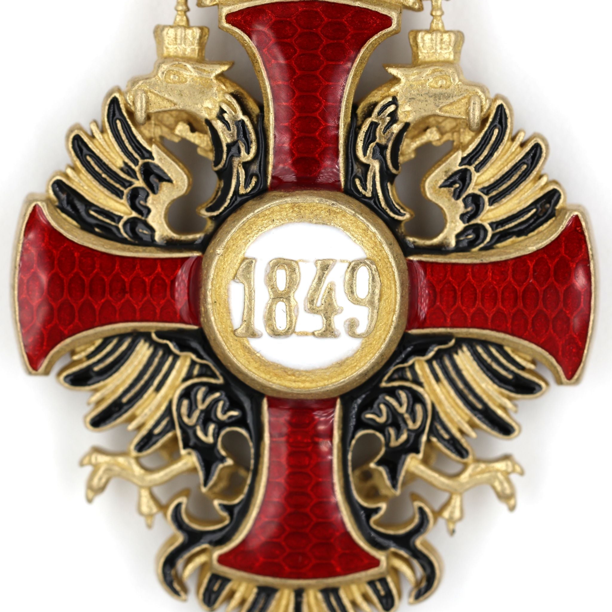 Austrian Franz Joseph Order Cross with Swords Medal – Brass detail view 4