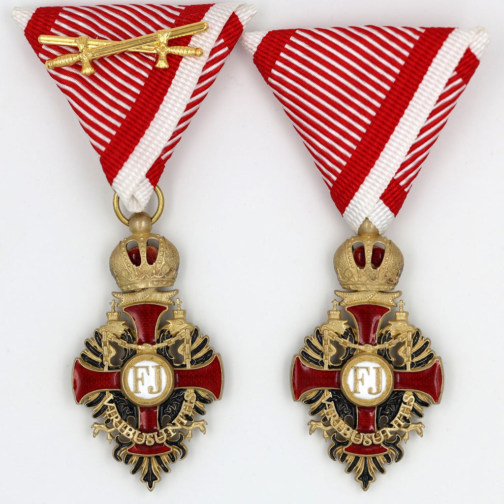 Austrian Franz Joseph Order Cross with Swords Medal – Brass detail view 4