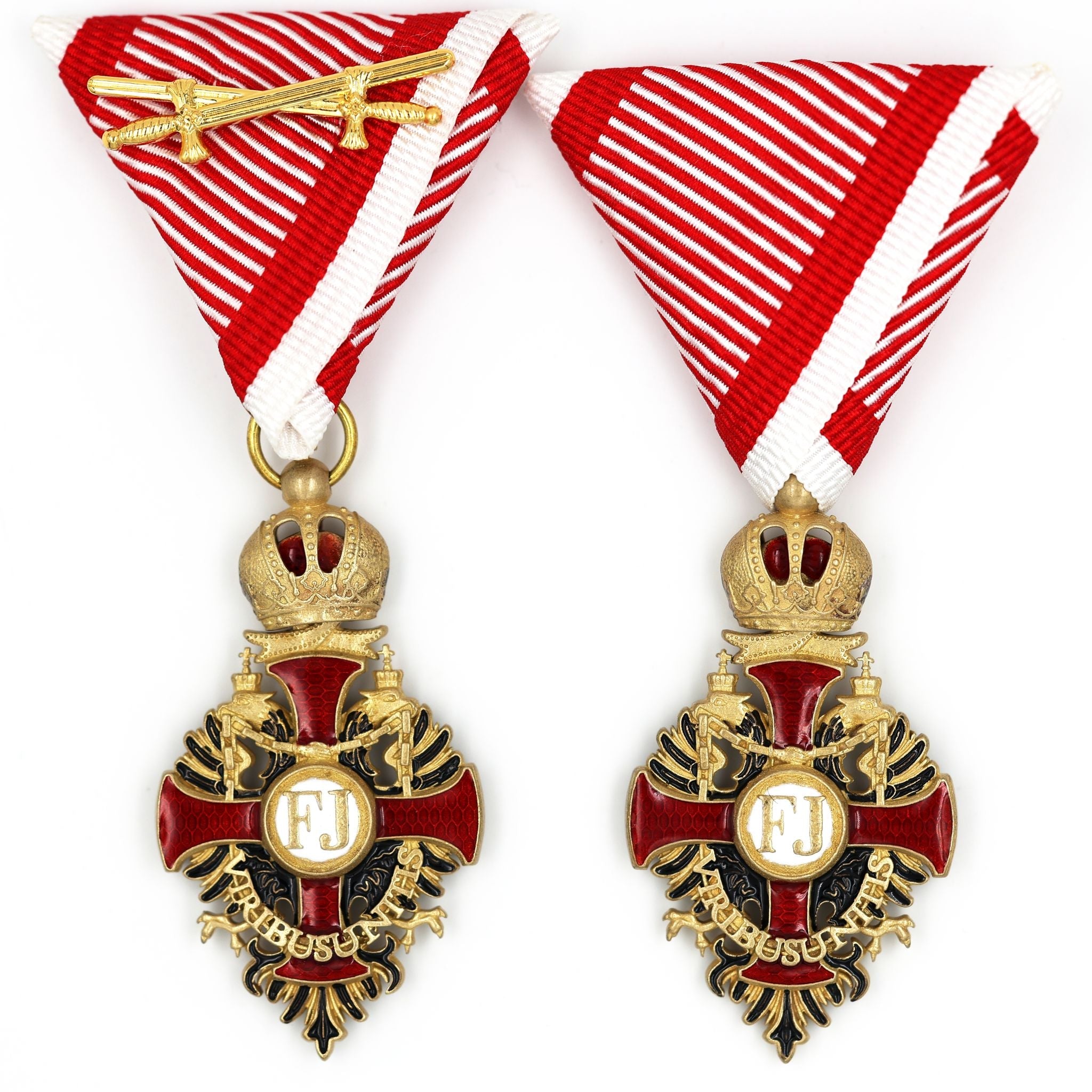Austrian Franz Joseph Order Cross with Swords Medal – Brass detail view 5