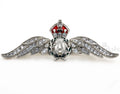 Cased UK RAF Pilot Wings Brooch Silver-Tone, Glass Rhinestones & Enamel reproduction