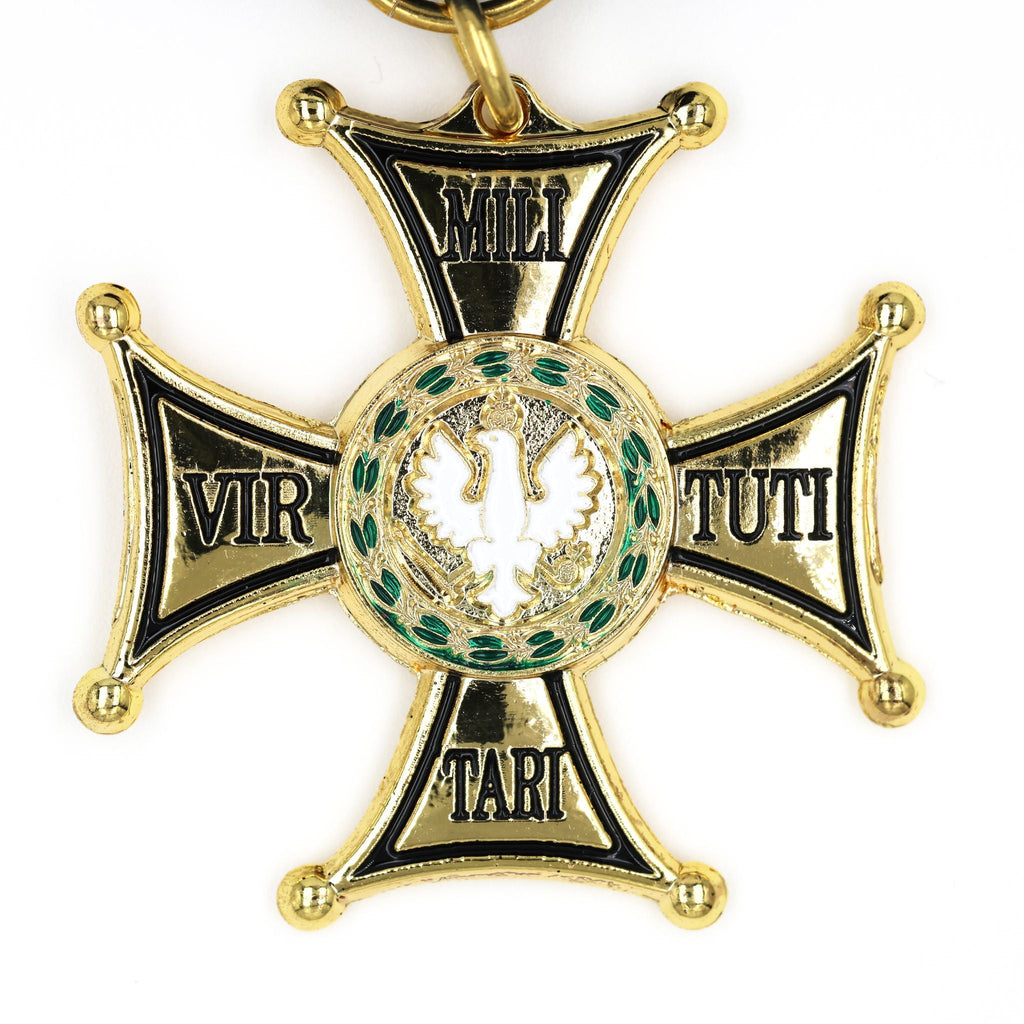 Poland Virtuti Militari Cross Medal Gold Enamel Ribbon Decoration detail view 3