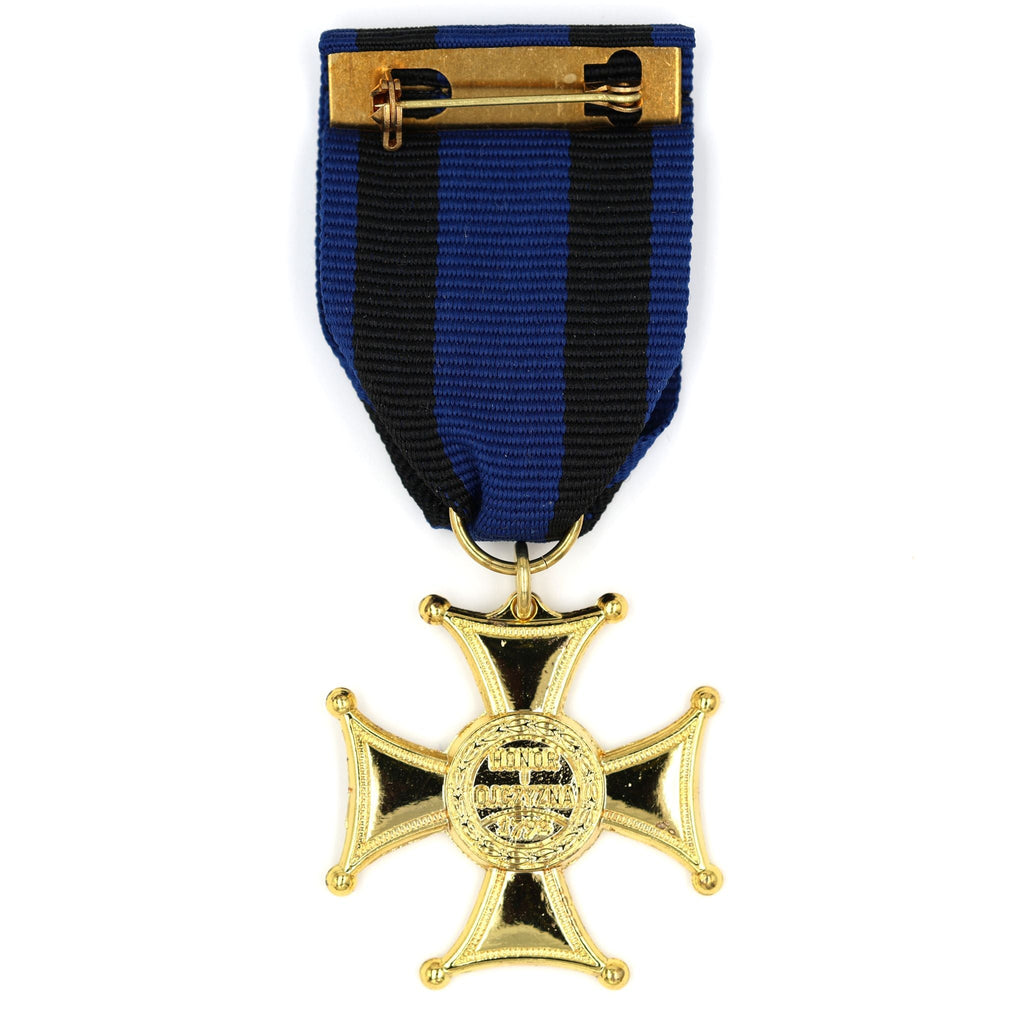 Poland Virtuti Militari Cross Medal Gold Enamel Ribbon Decoration detail view 2