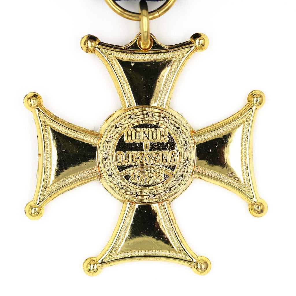 Poland Virtuti Militari Cross Medal Gold Enamel Ribbon Decoration detail view 4