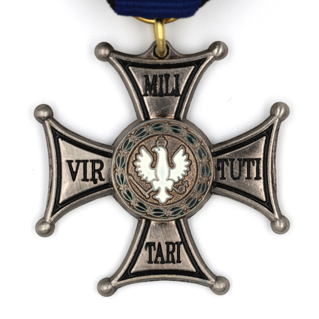 Poland Virtuti Militari Silver Cross Medal Ribbon Decoration detail view 3