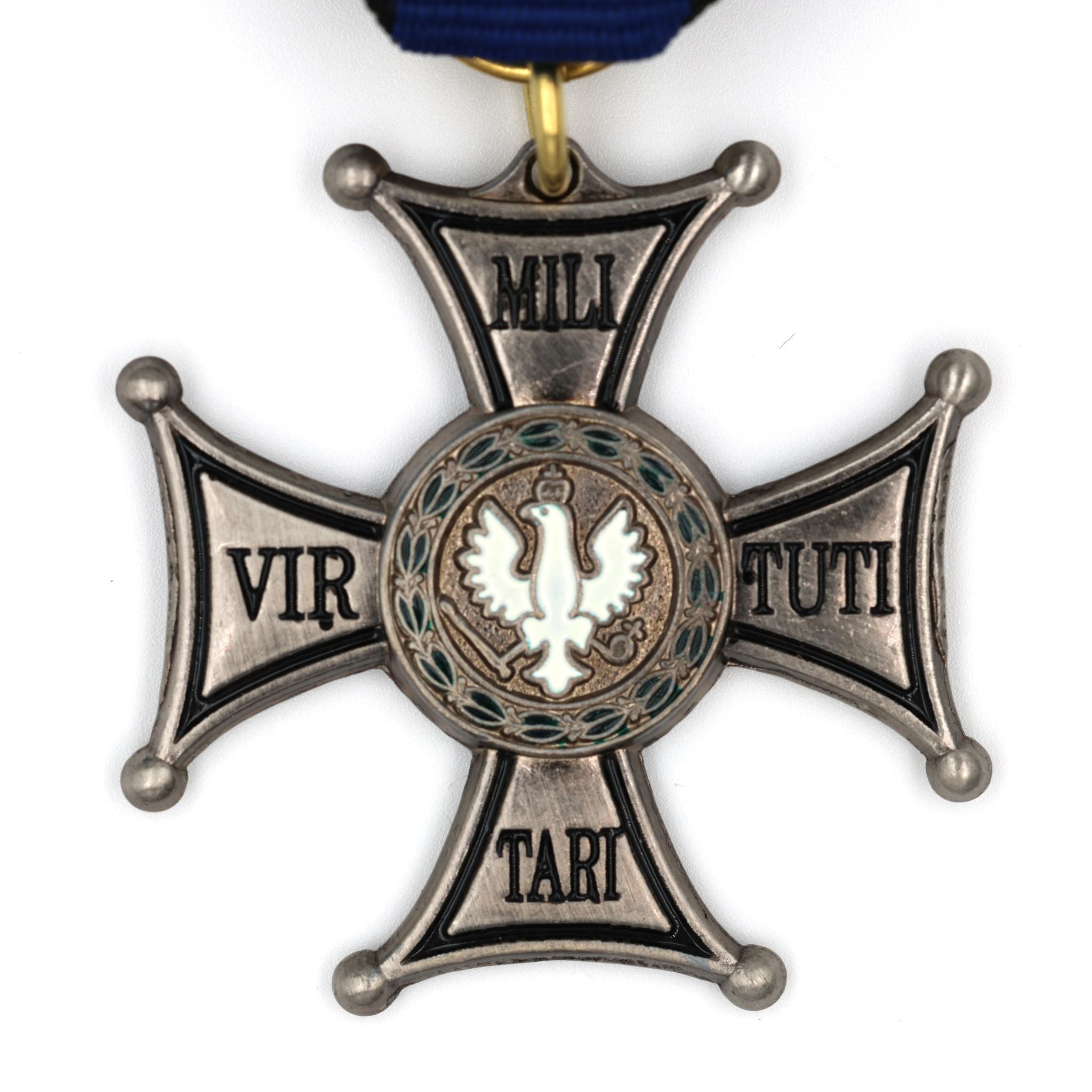 Poland Virtuti Militari Silver Cross Medal Ribbon Decoration detail view 3
